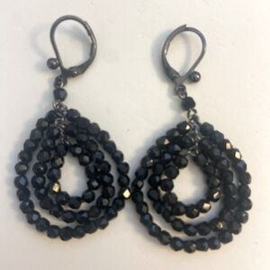 Black Beaded Drop Earrings